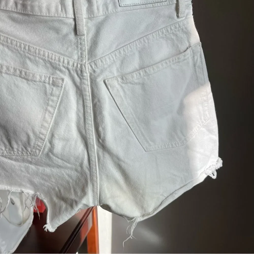 RE/DONE White Distressed Jean Short